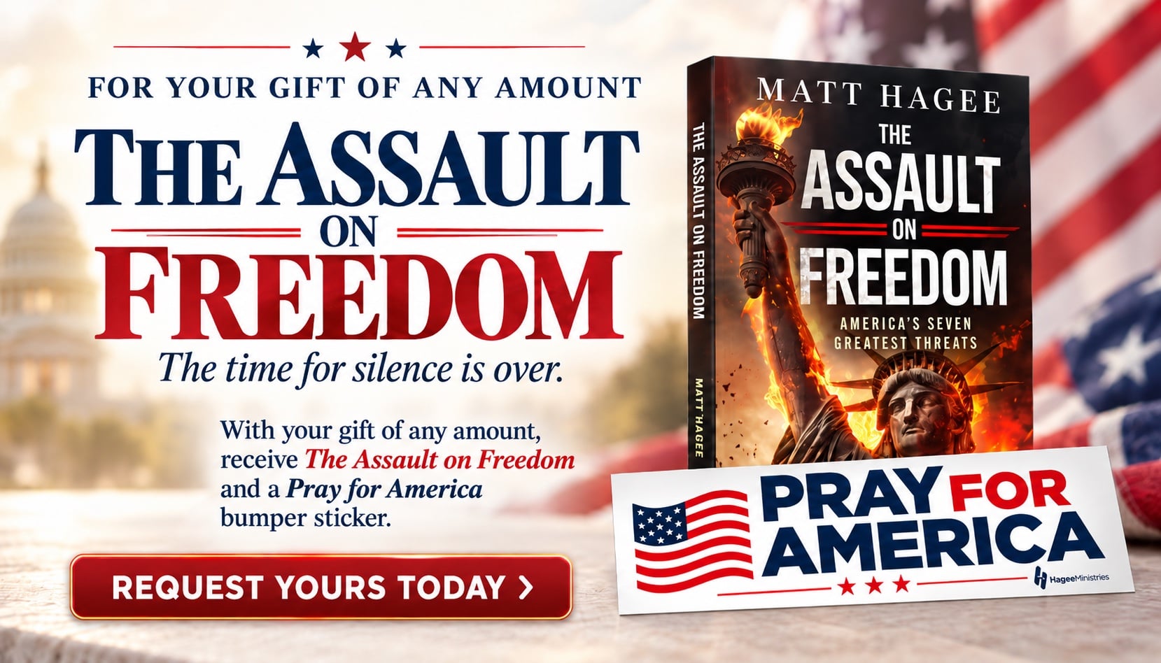 New from Pastor Matt Hagee, The Assault on Freedom. Request yours today!
